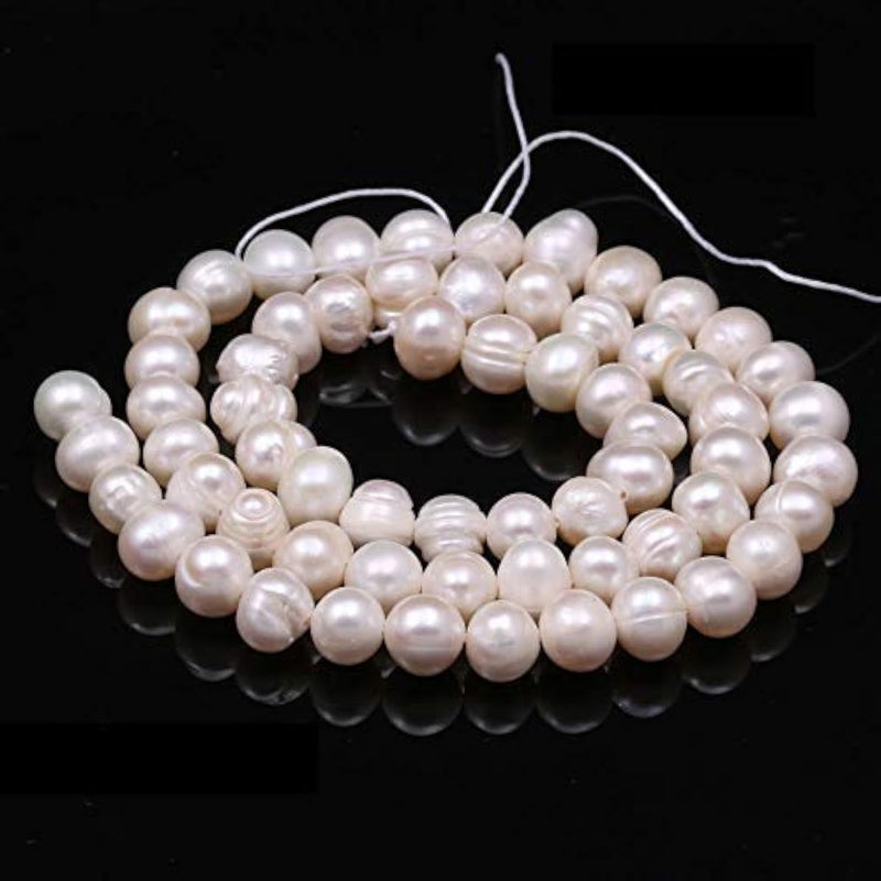 LE SKY Natural Pearl Beads 100% Natural Freshwater Round White Pearl Loose Beads (2 Strands) Punching 4-5mm one Strand 14.2 inch for Jewelry Making Necklace Bracelet Charms - Image 1
